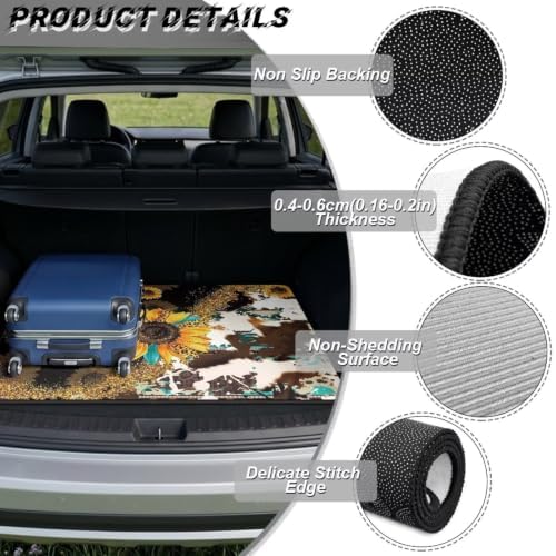 ELEQIN Western Sunflower Cow Print Car Cargo Liner All Weather Heavy Duty Trunk - Image 6