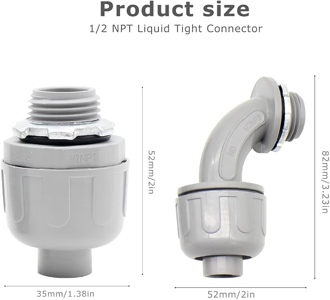 MAKERELE 30 Pack 1/2 Inch PVC Liquid Tight Connectors - Image 2