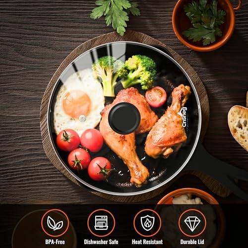 Tempered Glass Lids for Pots and Pans, Cast Iron Skillet Lid 10.5 Inch - Image 3