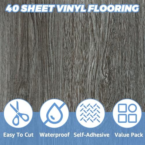 AKOLAFE 12x12 Inch Peel and Stick Floor Tile Wood Grain Series - Image 3
