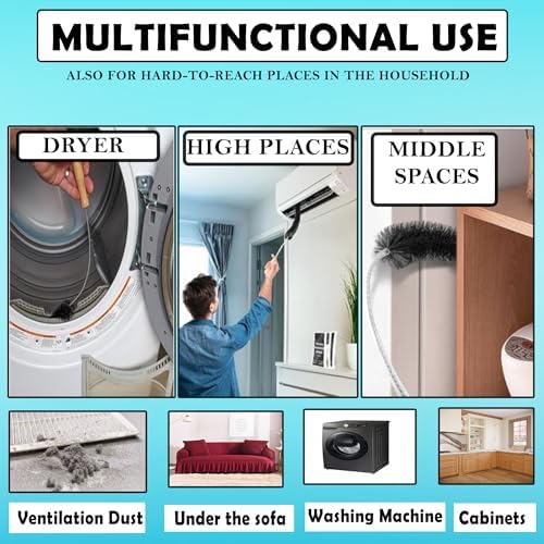 Dryer Vent Cleaner Kit: Flexible Extra Long Lint Brush & Refrigerator Coil Brush - Image 2