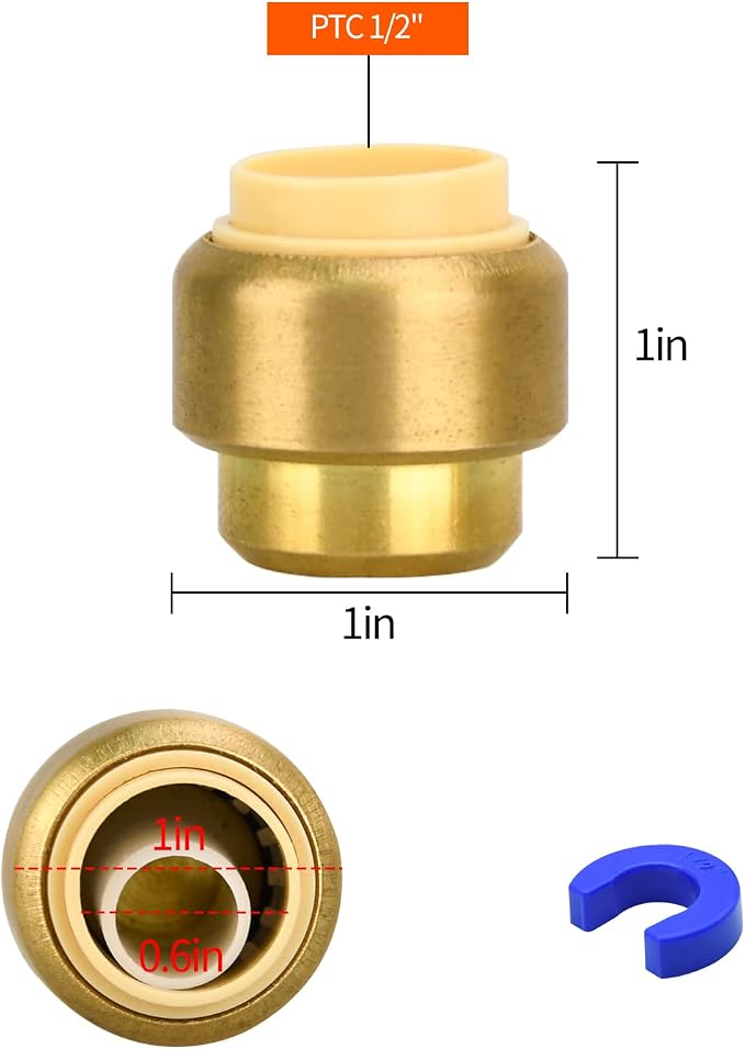 2 Pack 1/2" Pushfit End Cap Fittings - Image 2
