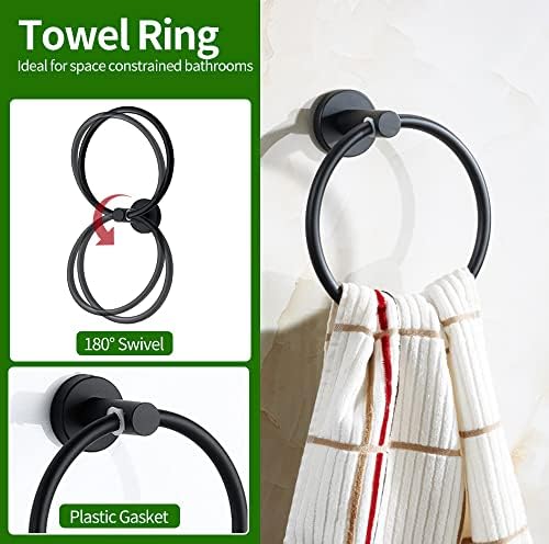 10pcs Matte Black Bathroom Hardware Set - Image 3