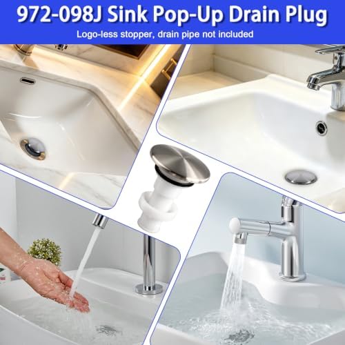 972-098J Plumbing-Equipment Brushed Nickel Drain Sink Stopper, Drain Sink Plug - Image 6