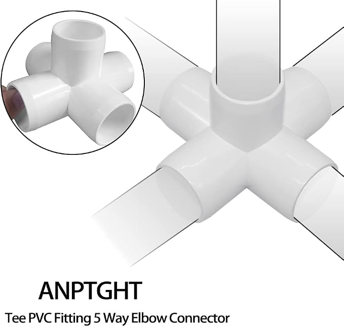 3/4“ Tee PVC Fitting 5 Way Elbow Connector, Furniture Grade 90 Degree Elbow - Image 5