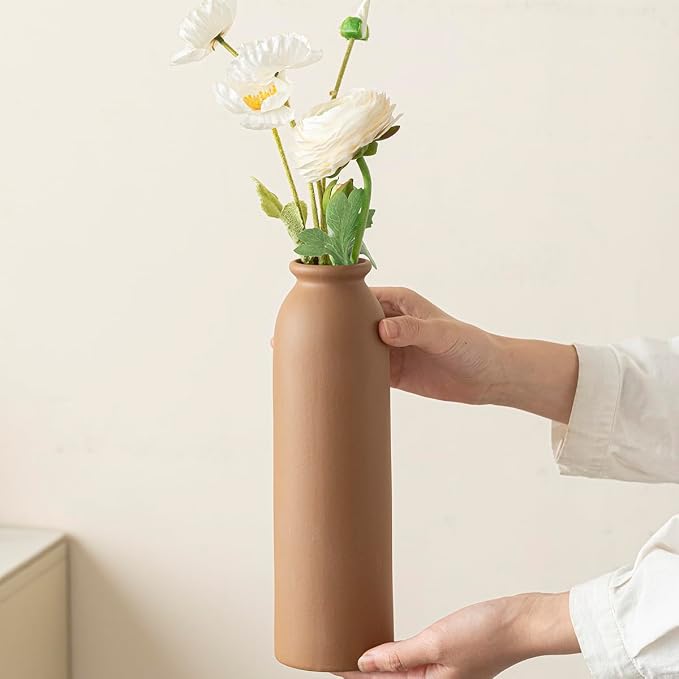 10.4 inches Tall Decorative Ceramic Vase Set, 3 Pieces, Nordic Modern Boho Style - Image 4