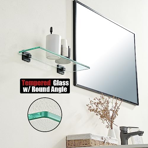 JQK Bathroom Glass Shelf Black, Tempered Glass Shower Storage 20 by 5 inches - Image 6