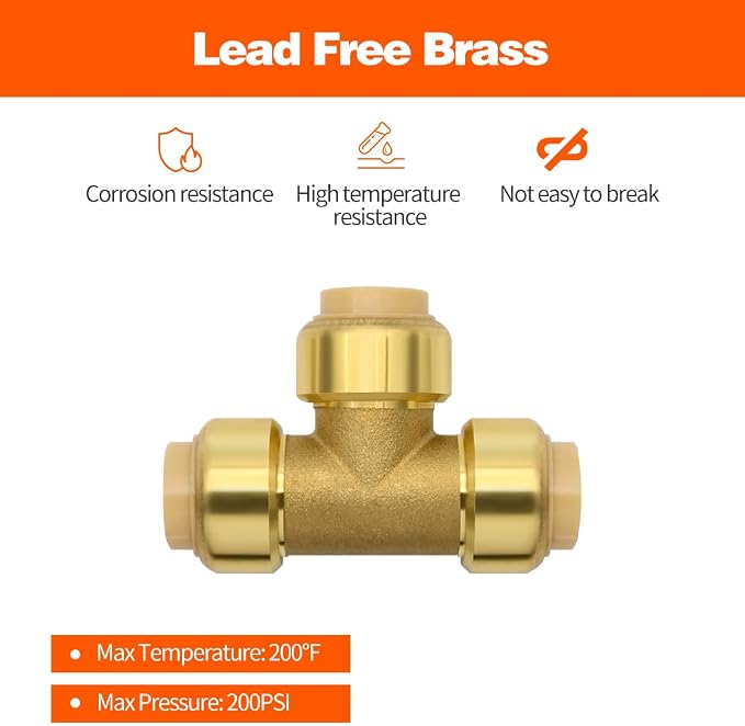 6 Pack 1/2" Pushfit Tee Fittings - Image 4