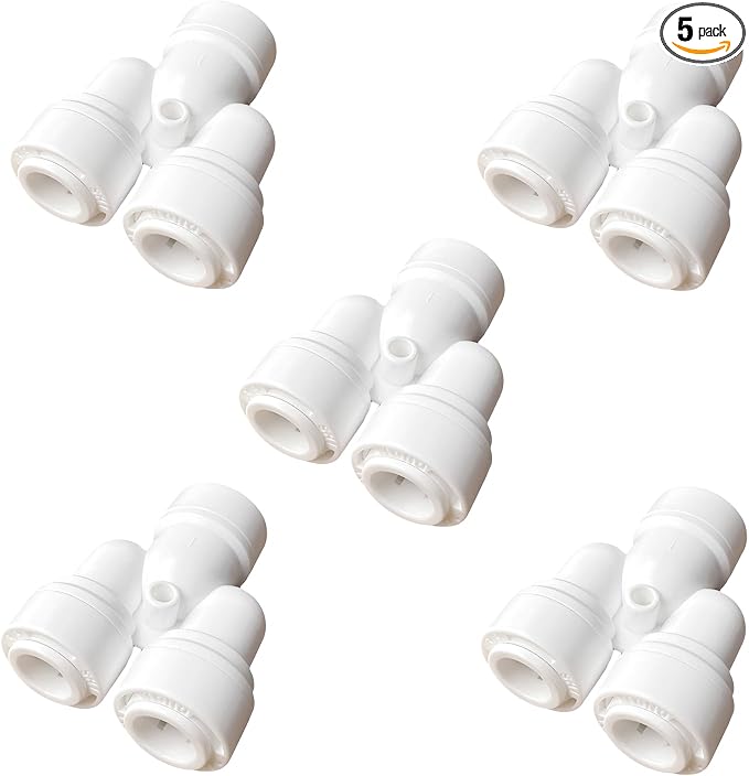 RO Fittings Y Type 3/8 inch Tubing OD Use Two Way Water Line Splitter Quick by Unknown