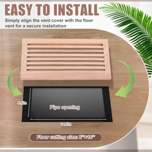 Weysat 4 Pcs 8 x 16 Inch Oak Hardwood Air Return Vent Cover Unfinished - Image 4