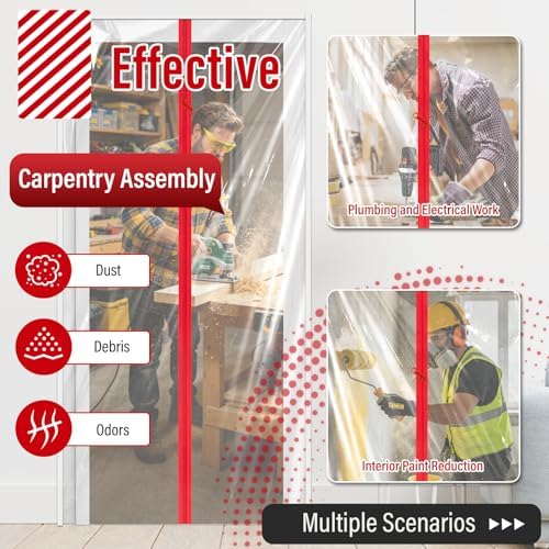 2- Pack Dust Barrier Plastic Zipper Door, 4 FT x 7.2 FT Heavy-Duty Door Dust - Image 6
