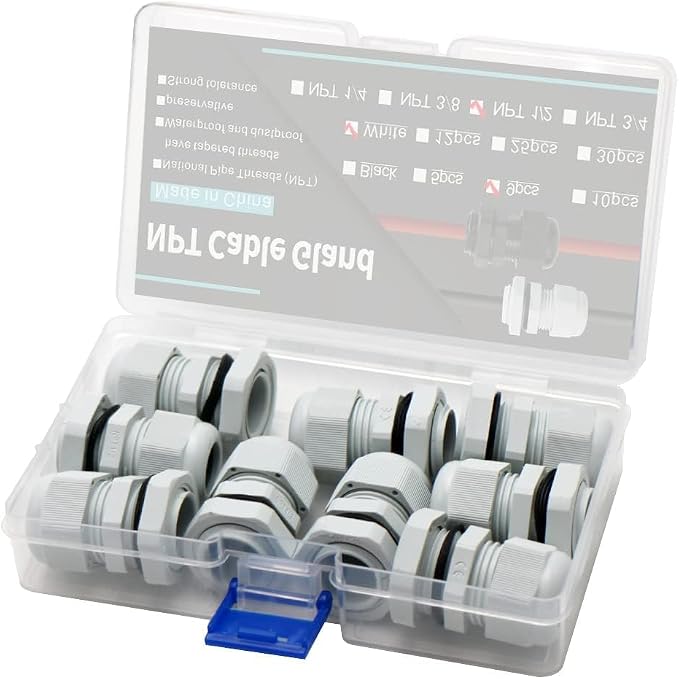 9-Pack 1/2" NPT Cable Glands, IP68 Waterproof Nylon PA66 Strain Relief Cord - Image 6