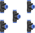 5 Pcs 5mm x 5mm x 5mm Pneumatic T Shaped 3 Way Tube Reducer Connector, Quick by ROZESAZZ
