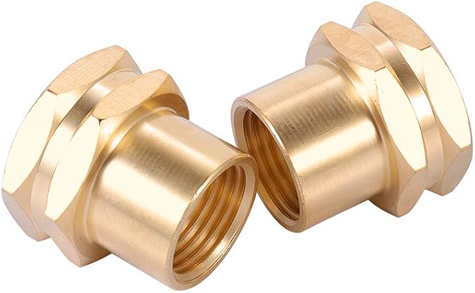 3/4" GHT Female to 1/2" NPT Female Connector, Brass Garden Hose Fitting 2pcs by ZKZX