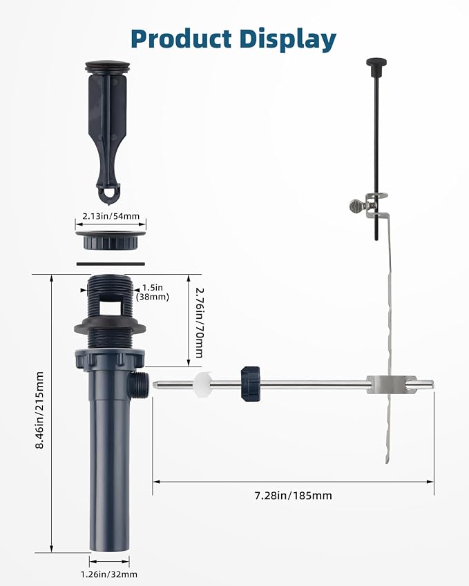 2PCS Bathroom Sink Drain with Lift Rod, Universal Fit, Oil Rubbed Bronze - Image 3