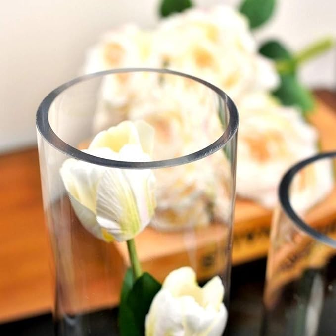 WGVI Quality Thick Weighted Clear Cylinder Glass Vases, Skinny Bud Vase Floral - Image 4
