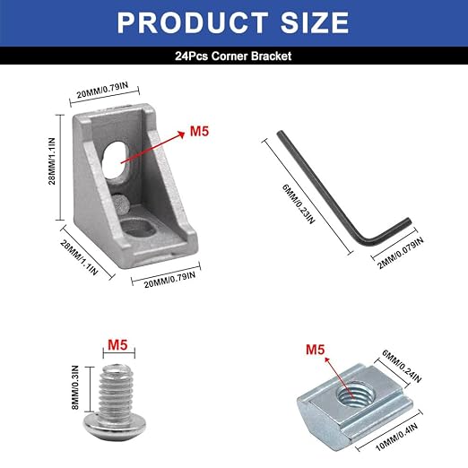 24pcs 2020 Aluminum Extrusion Corner Bracket Silver - Image 2