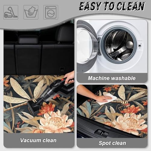 Dragonfly Floral Trunk Mat Universal Waterproof Cargo Liner Heavy Duty Non-Slip - Image 5
