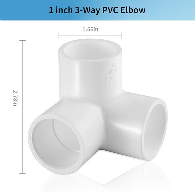 LESSO 1" PVC Tee Elbow, 6 Pack 3-Way Fittings, SCH40 White | PVC Pipe Fittings - Image 2