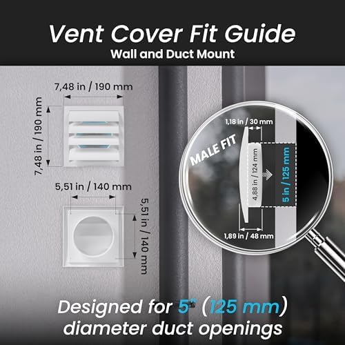 Repa Market ABS Plastic Brown 5 Inch Dryer Vent Cover Outside, 5 Inch Exhaust - Image 2