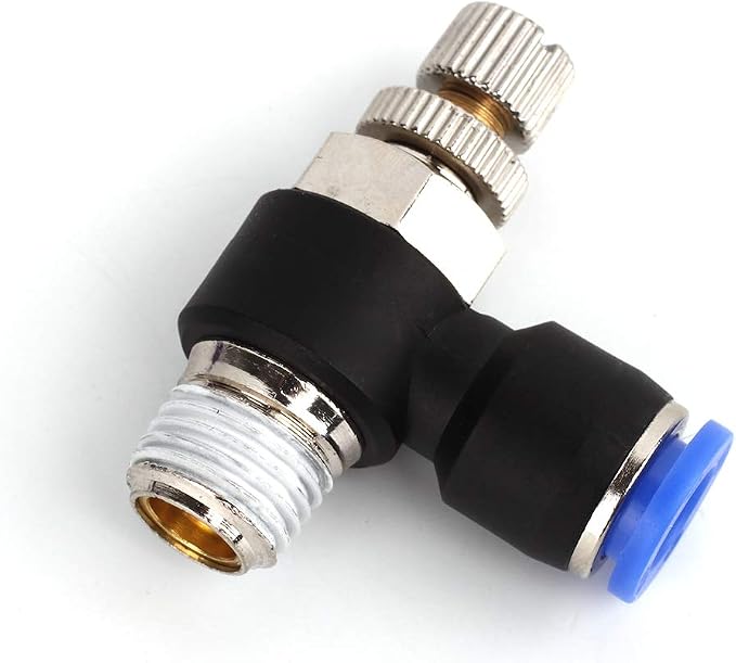 SNS 1/4"Tube OD x 3/8 NPT 90 Degree Elbow Air Flow Control Valve Push To - Image 5