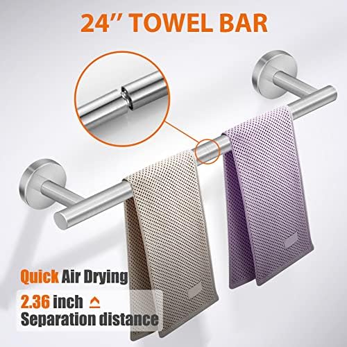 Tudoccy 5-Pieces Bathroom Hardware Set Brushed Nickel SUS304 Stainless Steel - Image 2