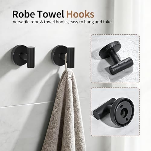 Wall Mounted Matte Black Bathroom Hardware Accessories Set - Image 6