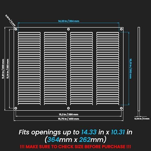 Repa Market Air Vent Cover 16x12 Inch Black Galvanized Steel Louvered Grill - Image 2