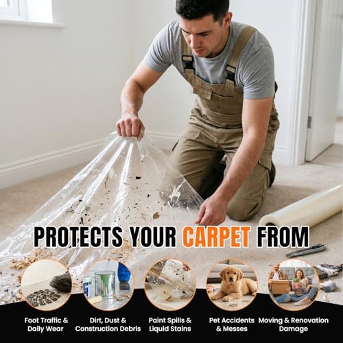 3mil Carpet Protection Film 36" x 200', self-Adhesive Plastic Carpet Protection - Image 6