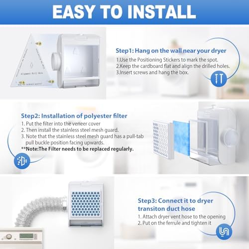 3-in-1 Indoor Dryer Vent Kit, Upgraded Safety Vent Flap, Stainless Steel Screen - Image 6