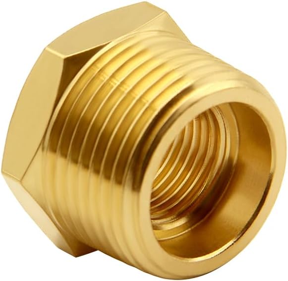Uenede Brass 1/2" NPT Male to 1/8" NPT Female Reducer Bushing - Image 3