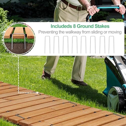 RELIANCER 8' Wooden Garden Pathway, Outdoor Roll Out Cedar Straight Walkway - Image 5