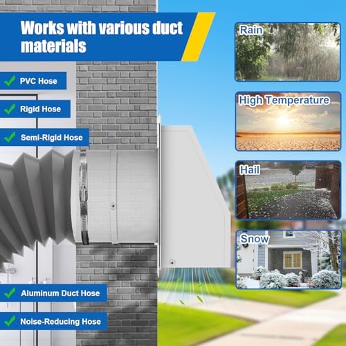4 Inch Dryer Vent Cover Outside Hooded Wall Vent - Image 5