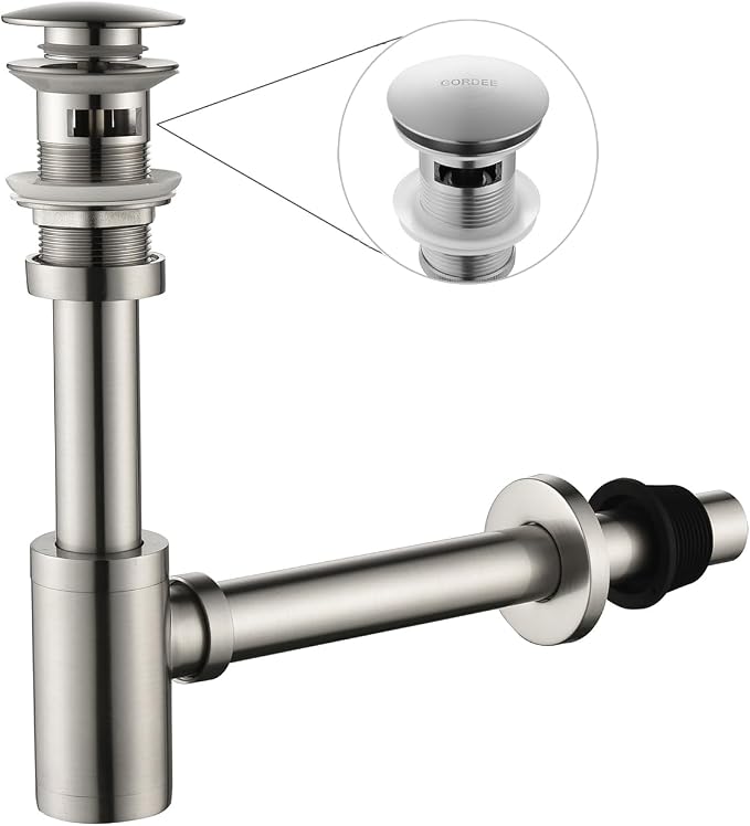 Bathroom Sink Stopper P-Trap Complete Set Adjustable Bottle Trap Solid Brass by GORDEE