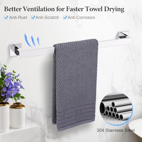 TURS 4-Piece Bathroom Hardware Set Bath Towel Bar Set 24 Inch Towel Holder Set - Image 2