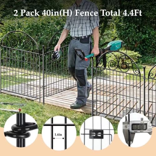 Getlay Tall Garden Fence with Gate, 40 Inch 2 Panels Total Length 4.4 Ft Dog - Image 4