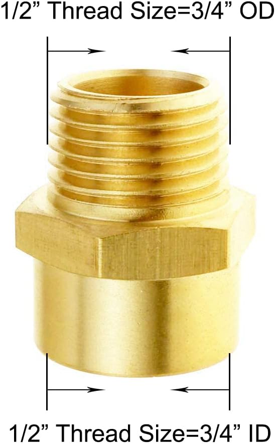 Joywayus 1/2" NPT Thread Female × 1/2" G Thread Male Brass Pipe Fitting Adapter - Image 2