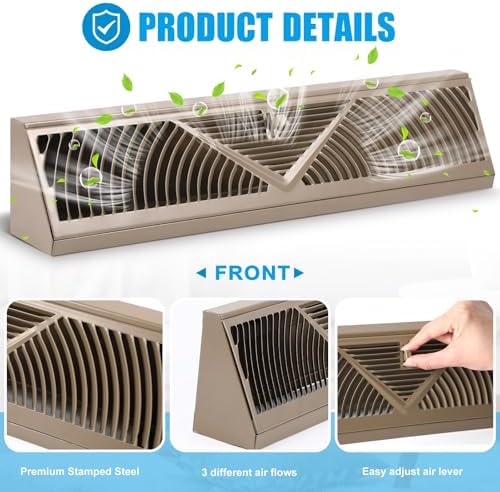 Yaocom 4 Pcs Baseboard Register Vent 24 Inch Duct Opening Size Baseboard Vent - Image 3