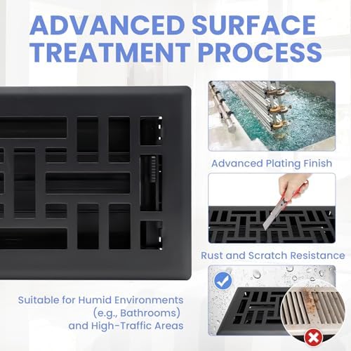 Howeall 4x12 Inches Heavy Duty Walkable Floor Register Easy Adjust Air Supply - Image 3