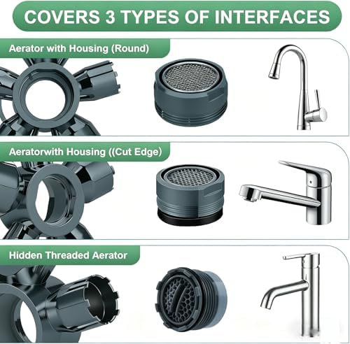 10-in-1 Faucet Aerator Removal Tool, Universal Aerator Wrench Kit, Fits - Image 4