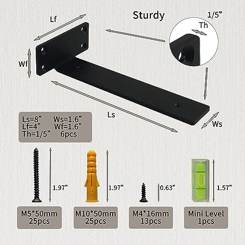 Heavy Duty Shelf Bracket 8 inch Metal Wall Mount Powder Coated 90 Degree Black - Image 2