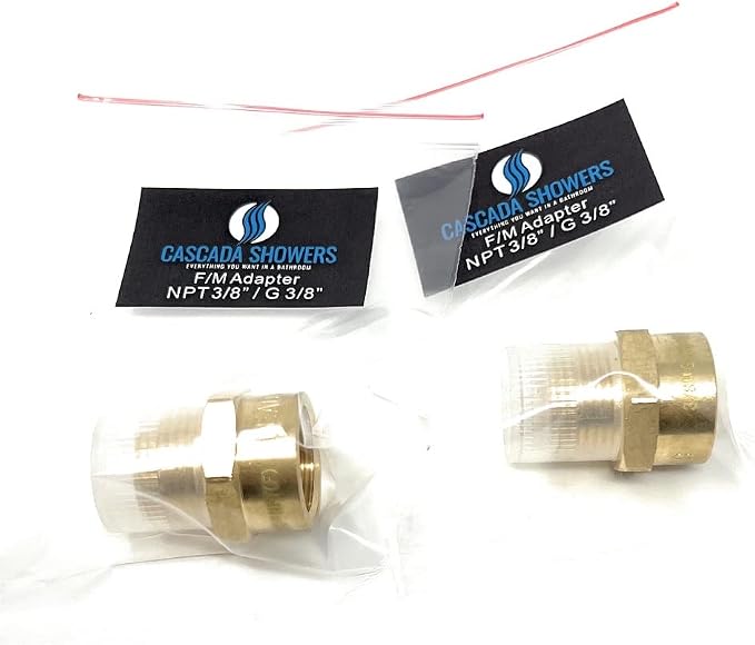 Cascada Lead-Free Brass Adapter, G Thread British BSPP Male to NPT Female | by CascadaShowers