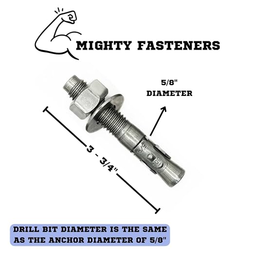 Mighty Fasteners Wedge Anchors – Heavy-Duty 304 Stainless Steel Expansion Bolts - Image 4