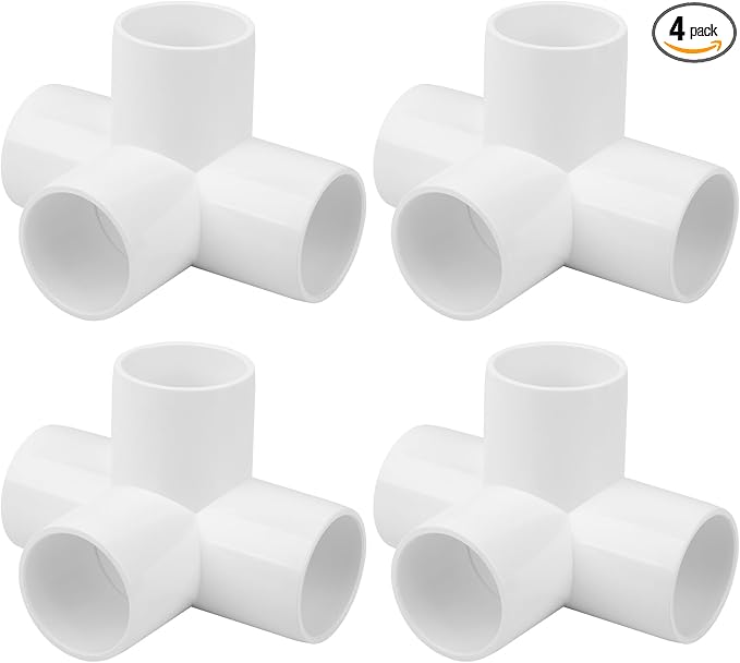 4Pack 1-1/2IN 4-Way PVC Pipe Fittings SCH40 Furniture Grade 1.50”PVC Elbow by Lswteiz