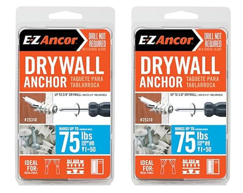 #8 x 1-1/4" Twist-N-Lock 75-lb Drywall Anchors by E-Z+Ancor