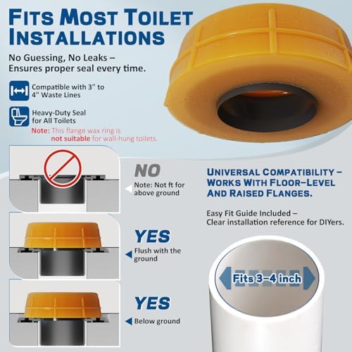 NEEXAN Toilet Wax Ring Kit, Extra-Thick, 3 and 4 Inch Pipes, 1 Pack - Image 3