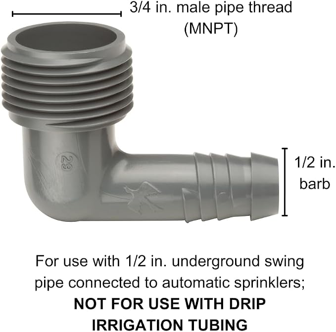 Rain Bird SWGE075B EZ Pipe Elbow Fitting, 3/4" Male Pipe Thread x 1/2" Spiral - Image 2