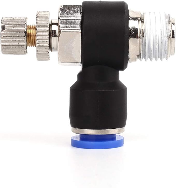 SNS 1/4"Tube OD x 3/8 NPT 90 Degree Elbow Air Flow Control Valve Push To - Image 4