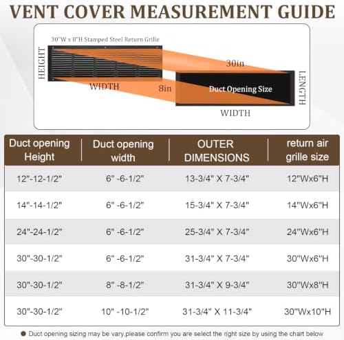 30x8 Black Steel Return Air Grille, Fits 30"W x 8"H Duct Opening - Image 3