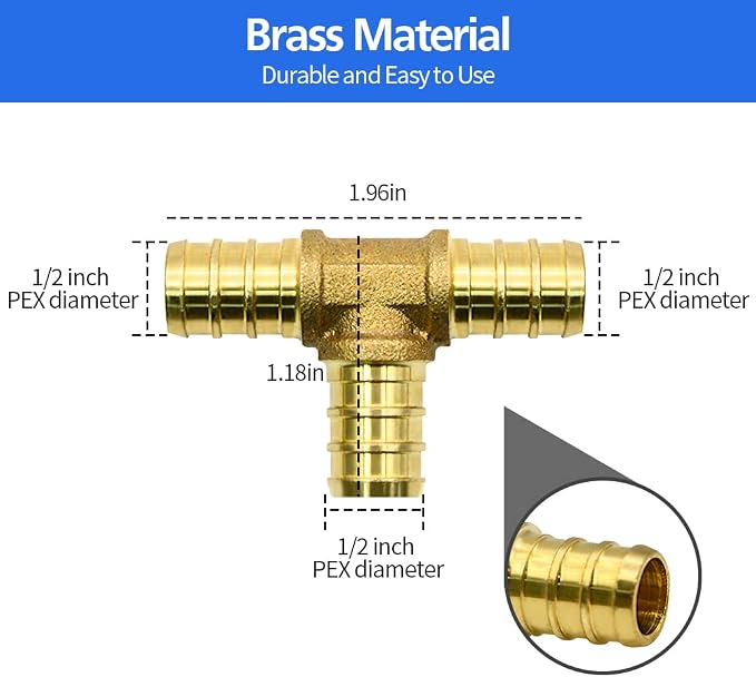 90pcs 1/2" PEX Fittings, Elbow TEE Straight Couplings Set, PEX Brass Crimp - Image 4